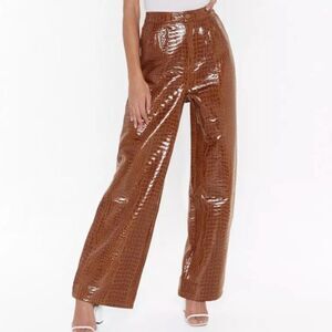 Nasty Gal: Can't Croc Me Now Vinyl Wide-Leg Pants